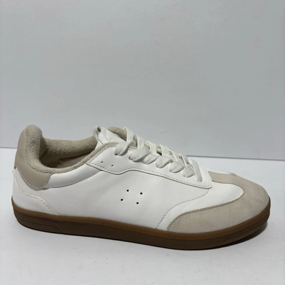 H&M Women’s White Lace-Up Sneakers, Size 8 M